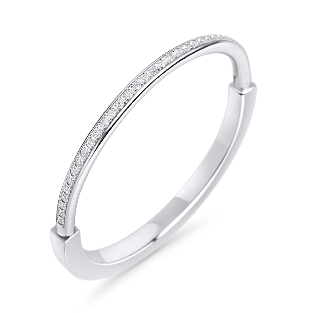 Bracelet rigide Peyton, acier inoxydable, zircons incolores