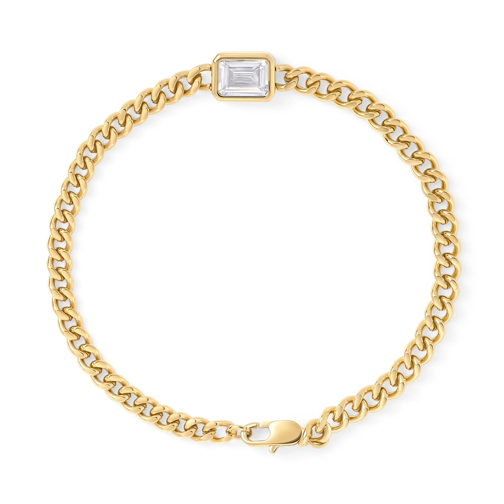 Bracelet Yseult, acier inoxydable, zircon incolore