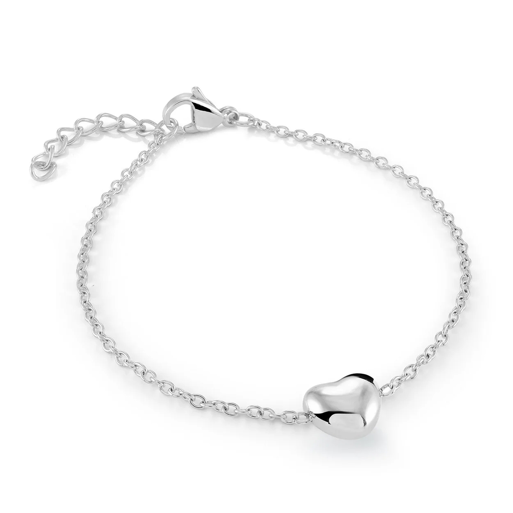 Bracelet coeur bombé, acier inoxydable