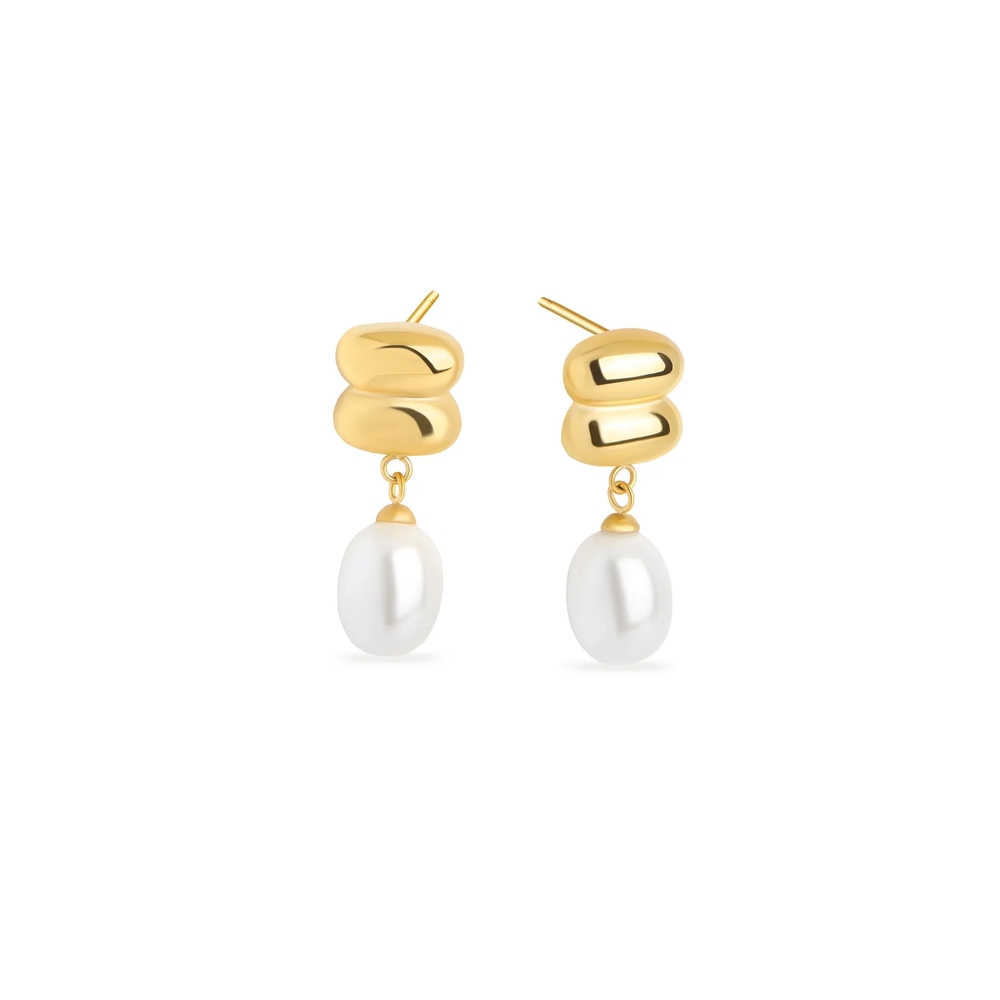 Boucles d'oreilles pendantes Hailey, acier inoxydable, perles - T125E015DO - Mia