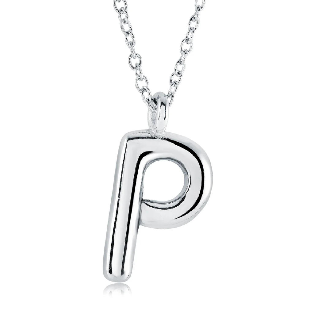 Pendentif lettre P, acier inoxydable