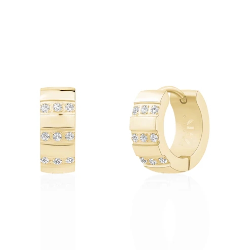 Anneaux de type huggies acier inoxydable, zircons incolores - SSE223G - Arz Steel