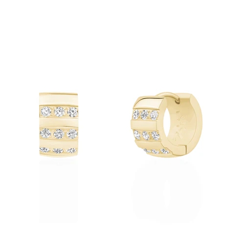 Anneaux de type huggies acier inoxydable, zircons incolores - SSE224G - Arz Steel