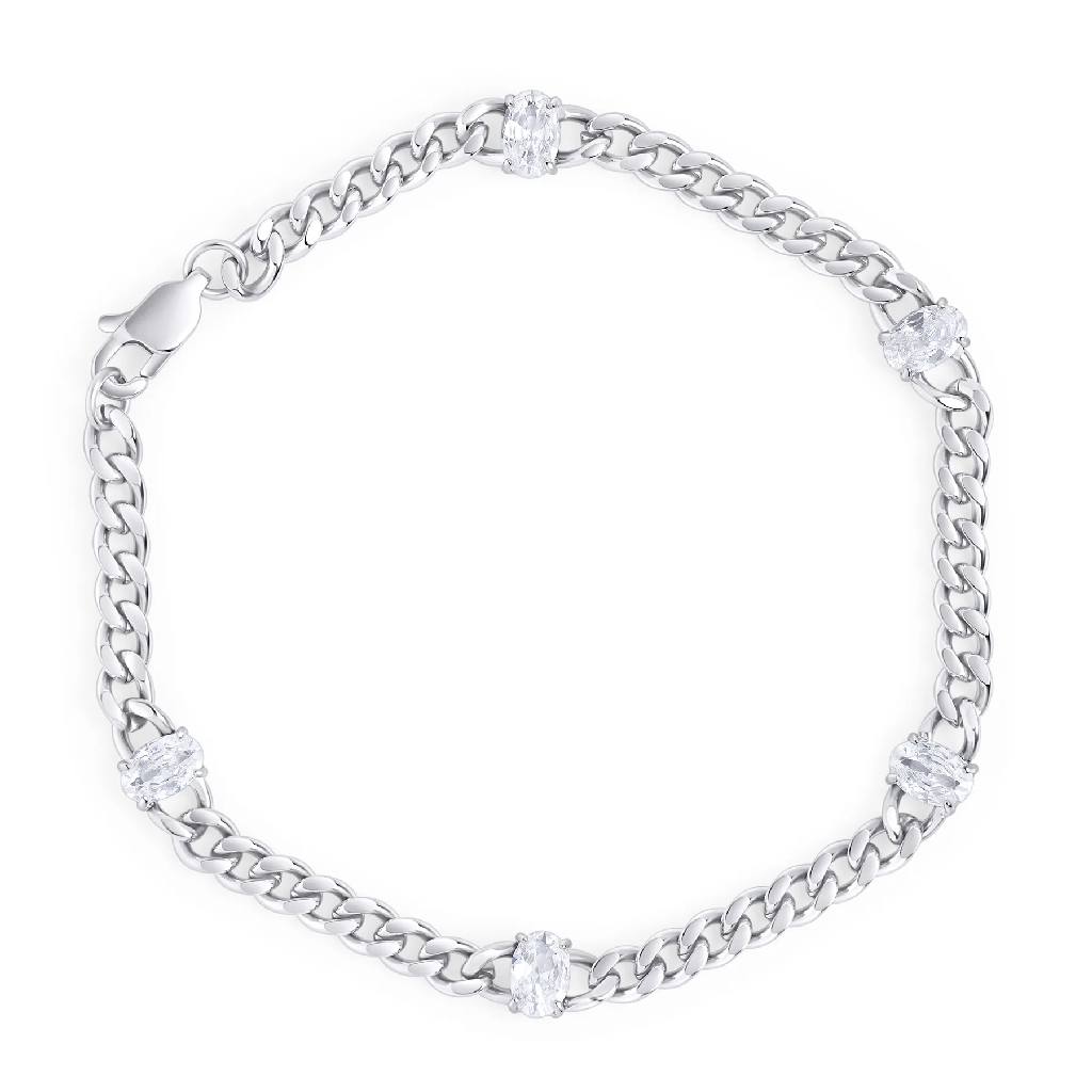 Bracelet Elysia, acier inoxydable, zircons incolores