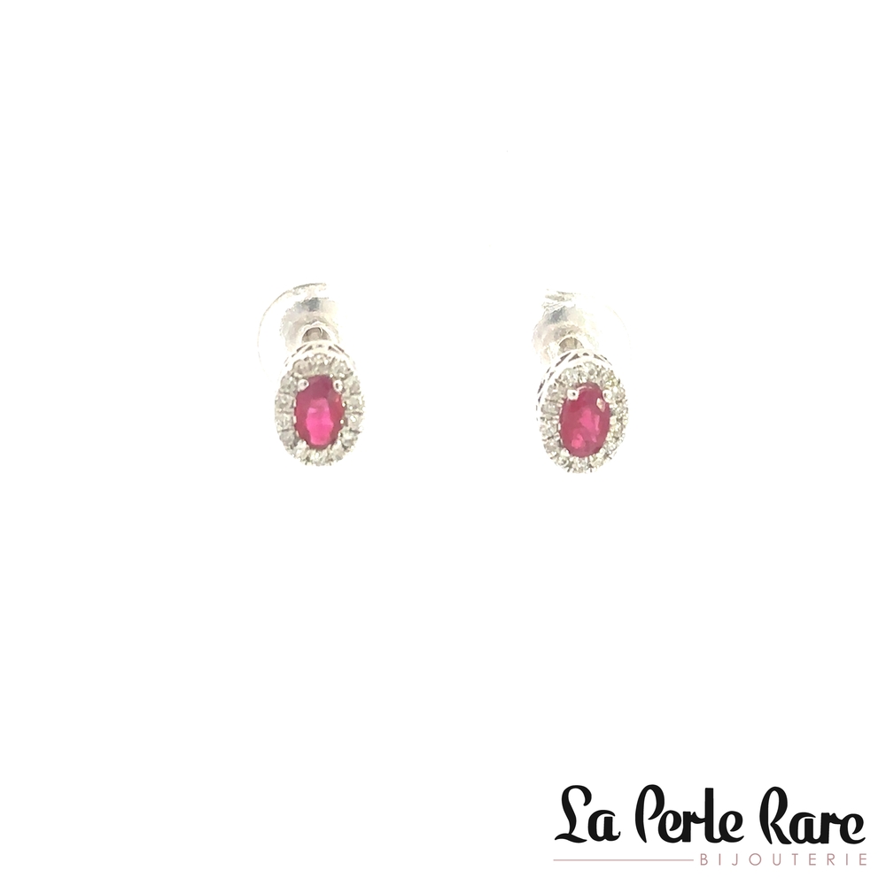 Boucle d'oreille rubis et 14 points diamants - SKE31972RUEB - Exclusivités