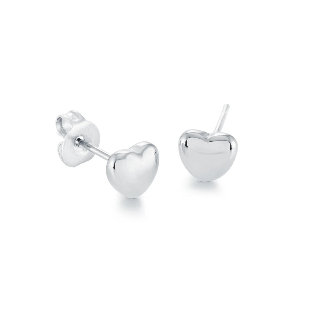 Boucles d'oreilles fixes coeurs bombés, acier inoxydable