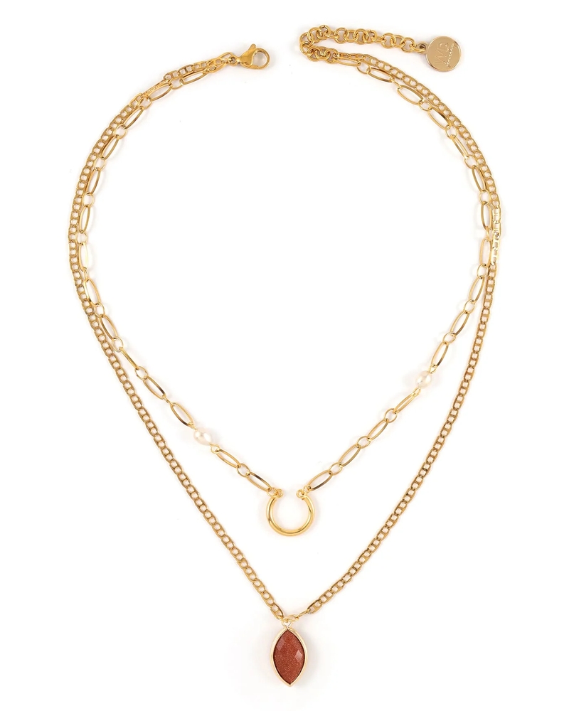 Collier acier inoxydable, perles d'eau douce - SABOT-GOLD - Welldunn