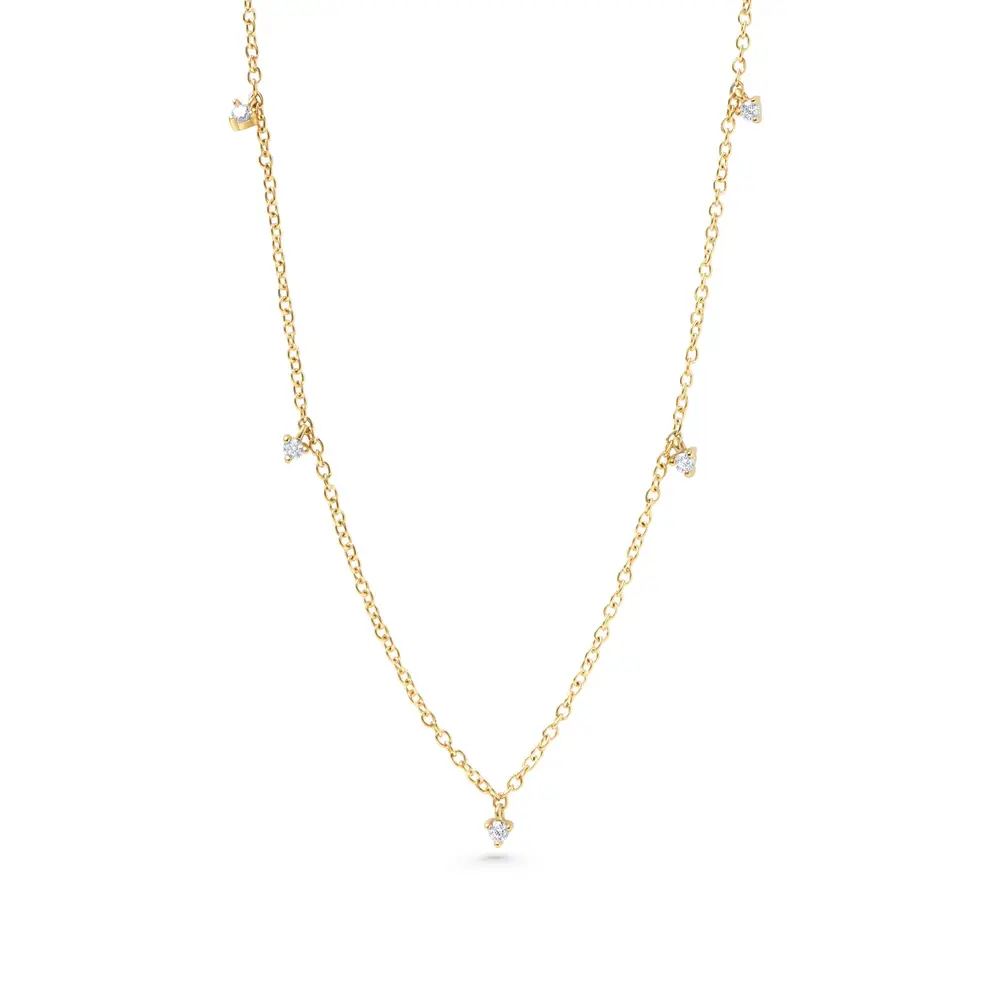 Collier acier, zircons