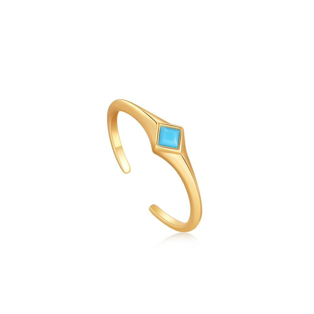 Bague ajustable, argent, turquoise