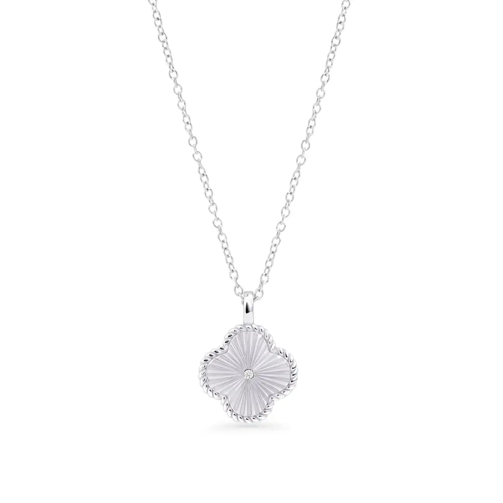 Pendentif fleur, acier inoxydable, zircon incolore - T224P003AR - Mia