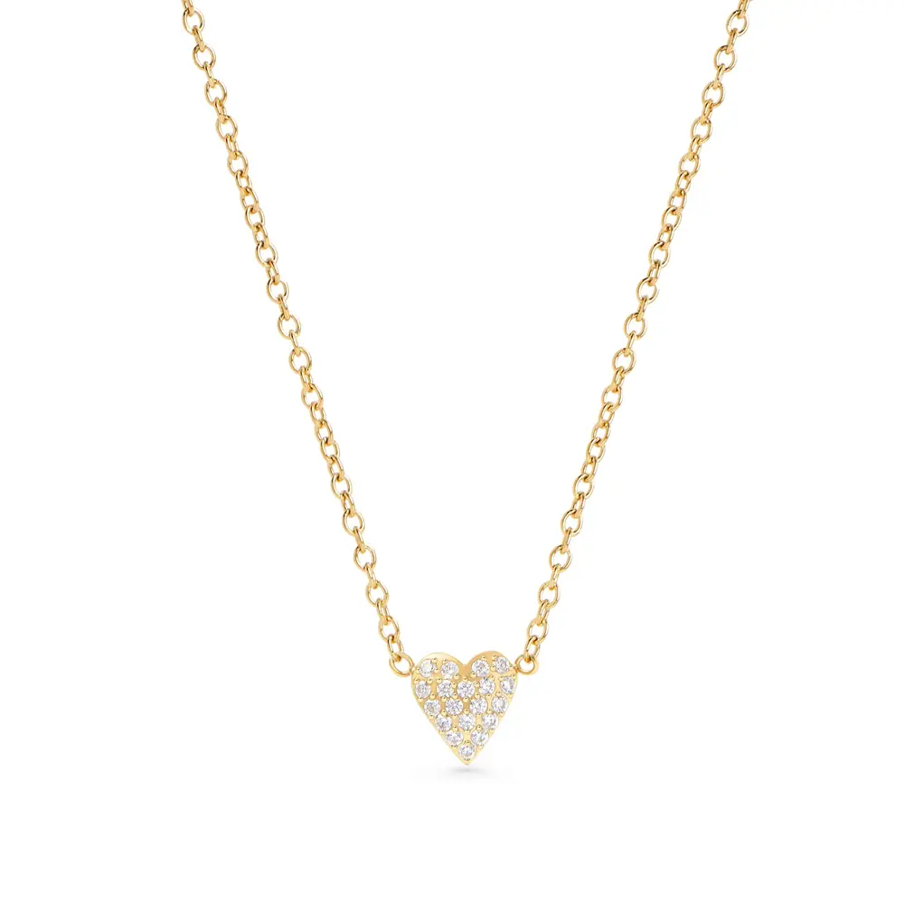 Collier coeur, acier, zircons - T124P001DO - Mia