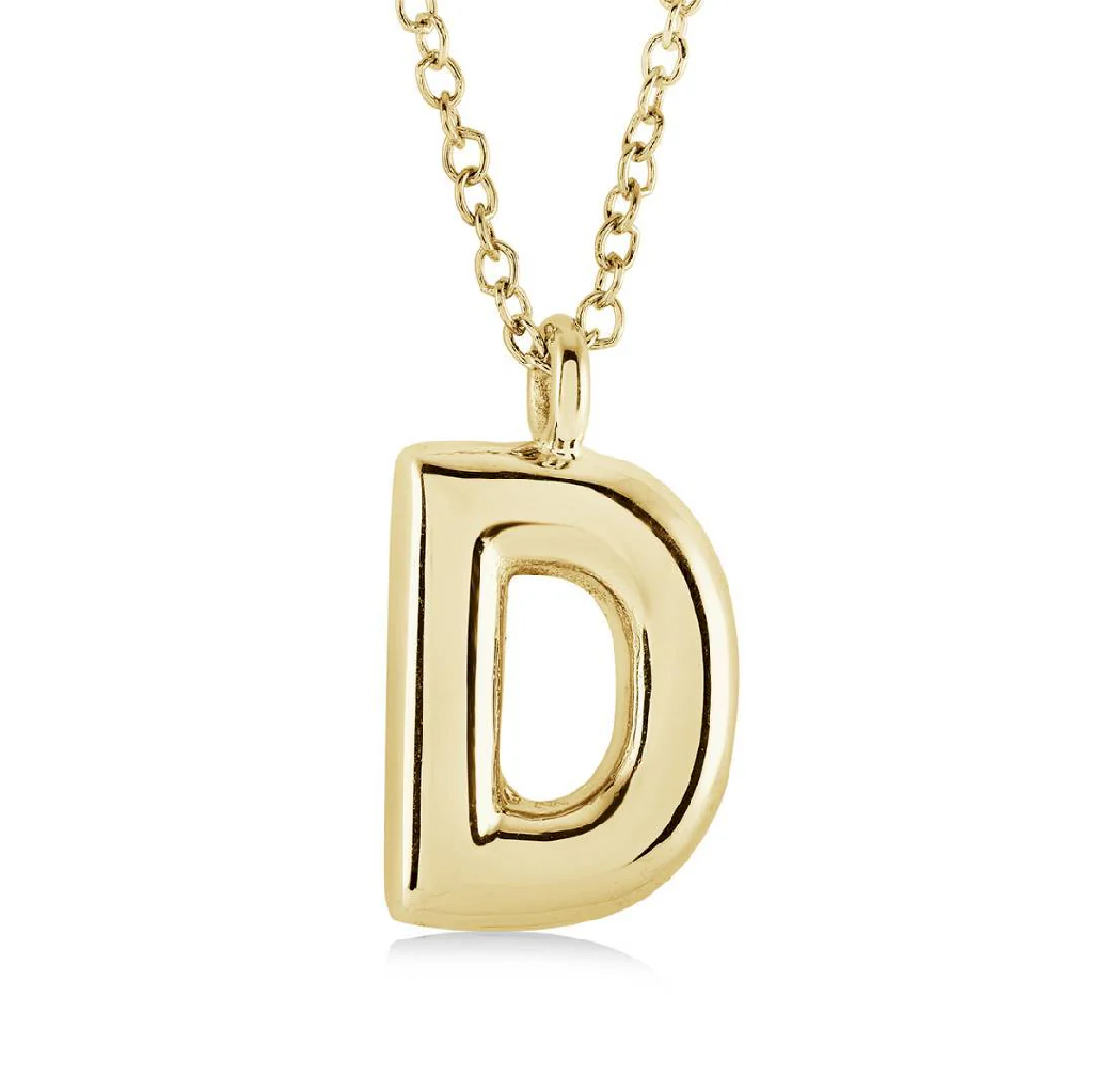 Pendentif lettre D, acier inoxydable