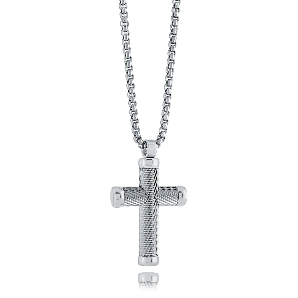 Pendentif croix, acier inoxydable - SC238 - Italgem Steel