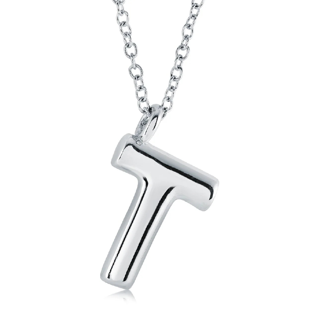 Pendentif lettre T, acier inoxydable