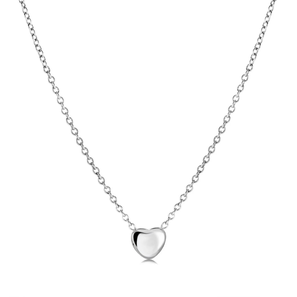 Stainless steel puffed heart necklace