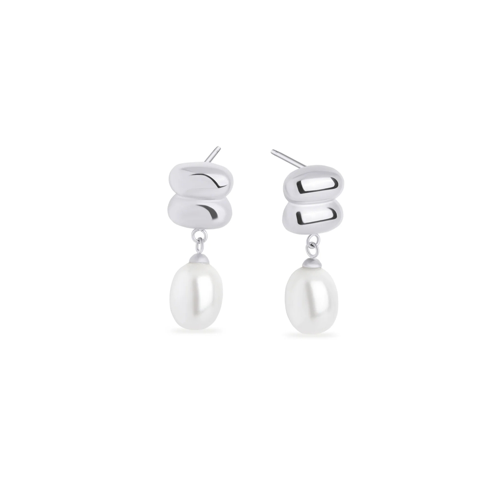 Boucles d'oreilles pendantes Hailey, acier inoxydable, perles - T125E015AR - Mia
