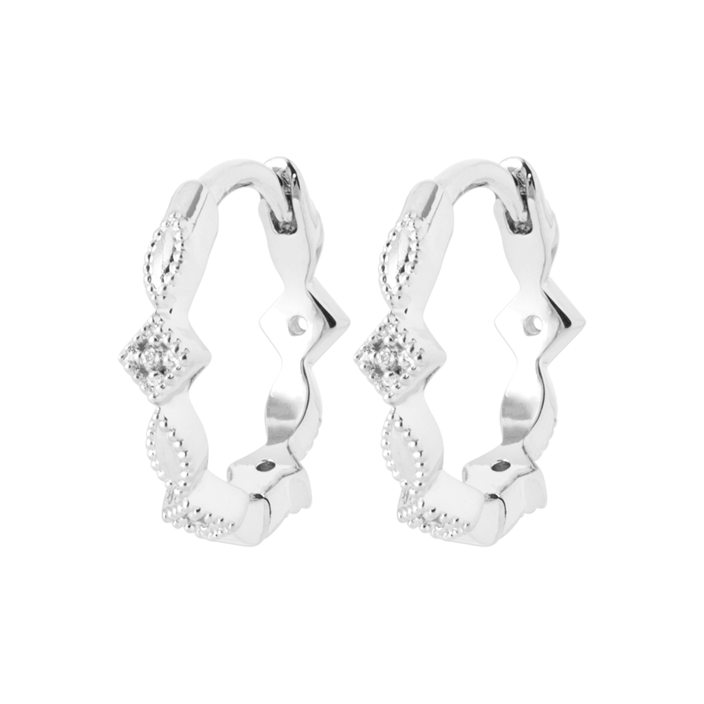 Anneaux argent, zircons incolores - EVA-ARGENT - Mamari