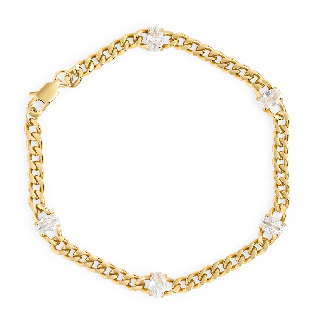 Bracelet Elysia, acier inoxydable, zircons incolores