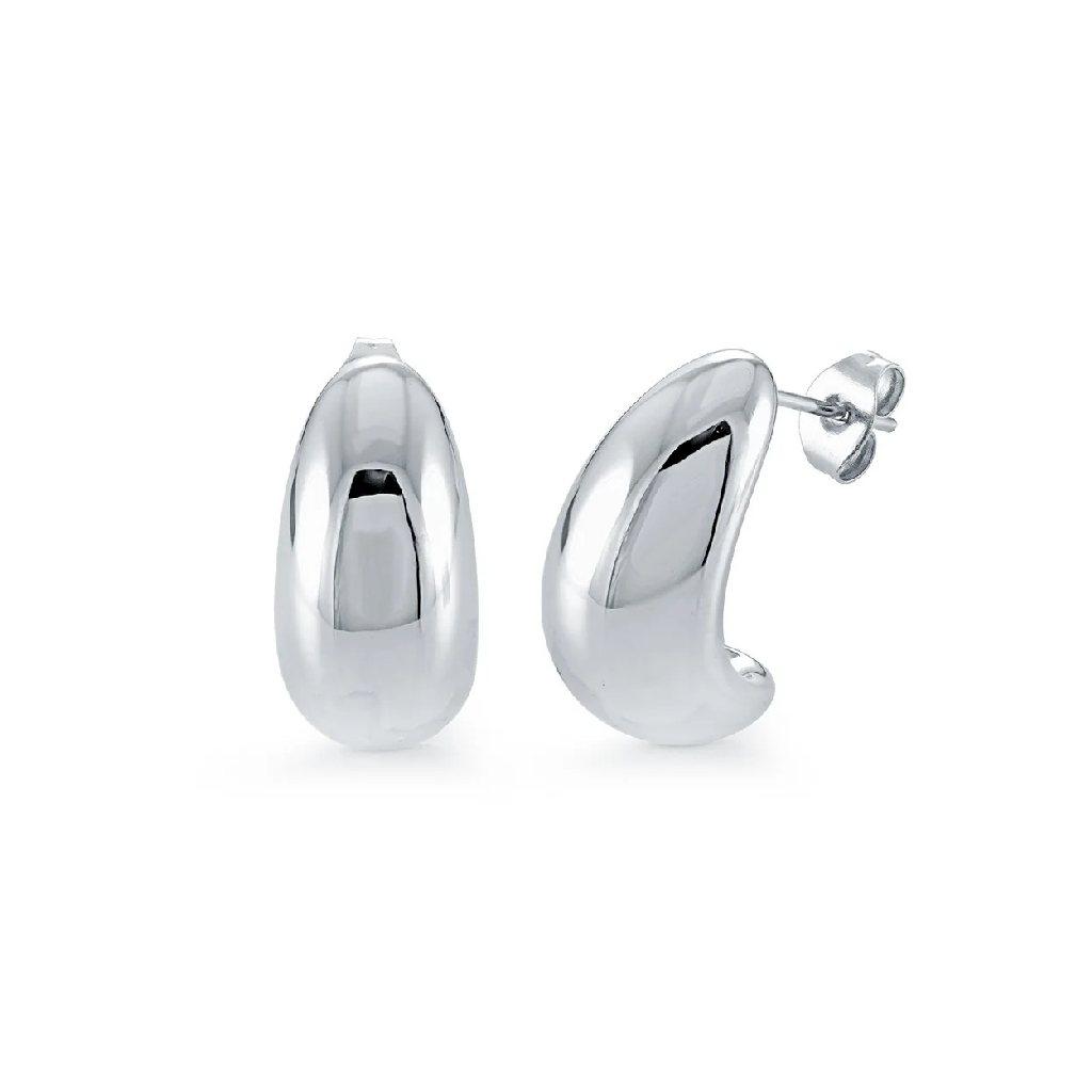 Boucles d'oreilles fixes de forme organique, acier inoxydable