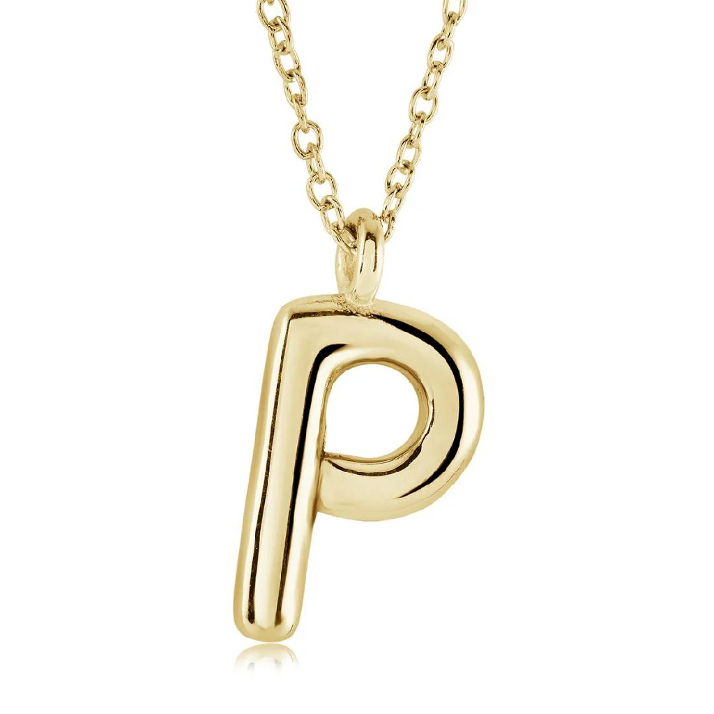 Pendentif lettre P, acier inoxydable