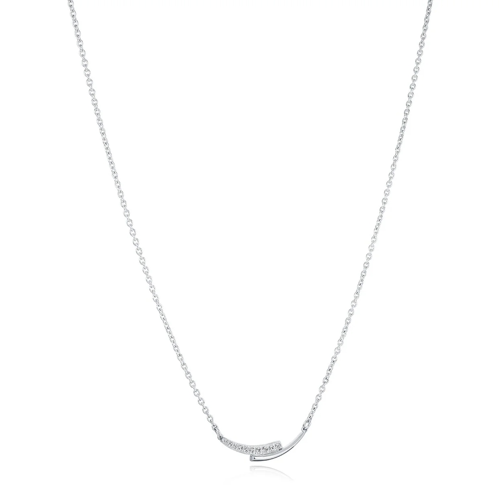 Collier acier inoxydable, zircons incolores - SWN114 - Italgem Steel