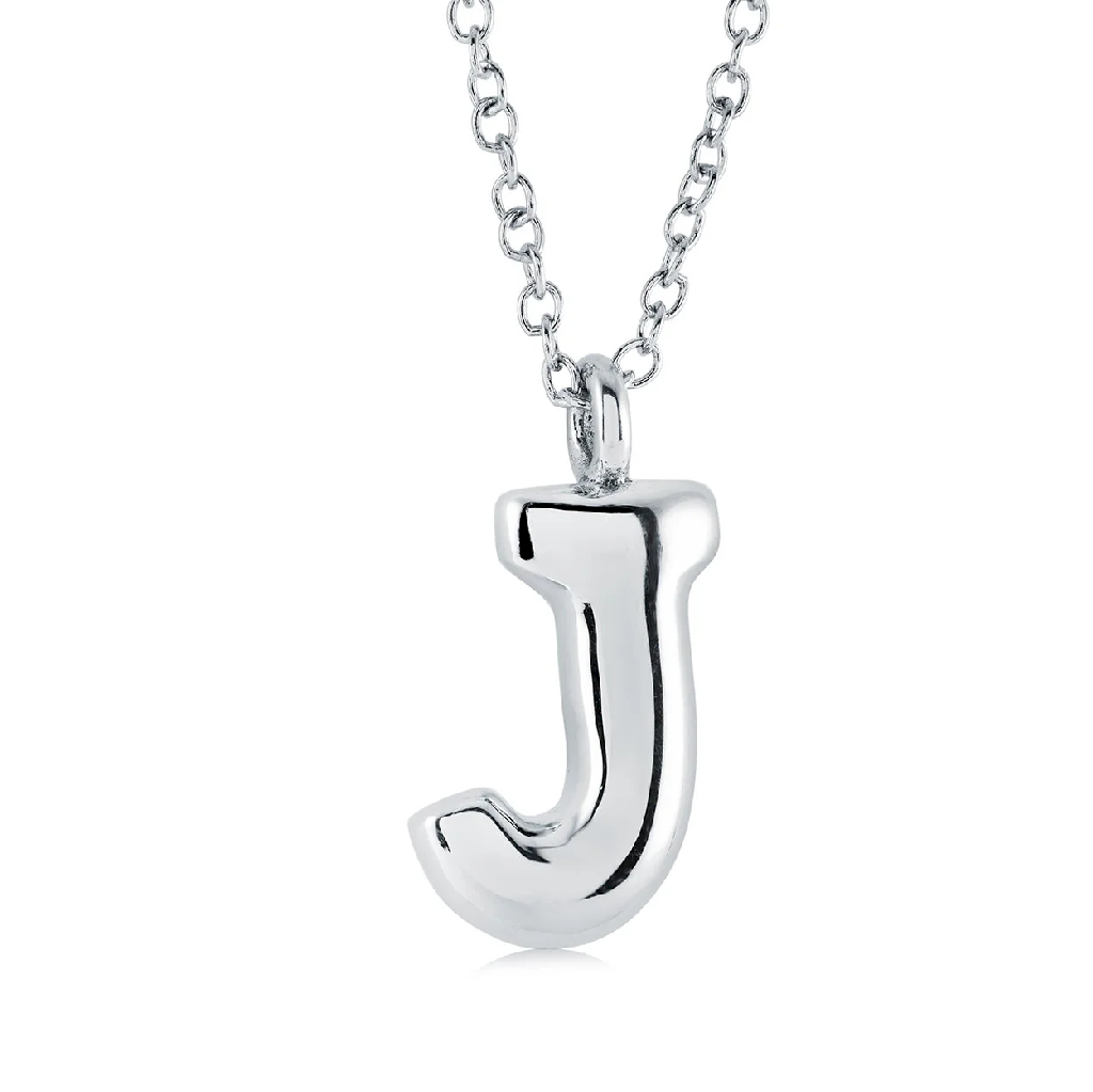 Pendentif lettre J, acier inoxydable