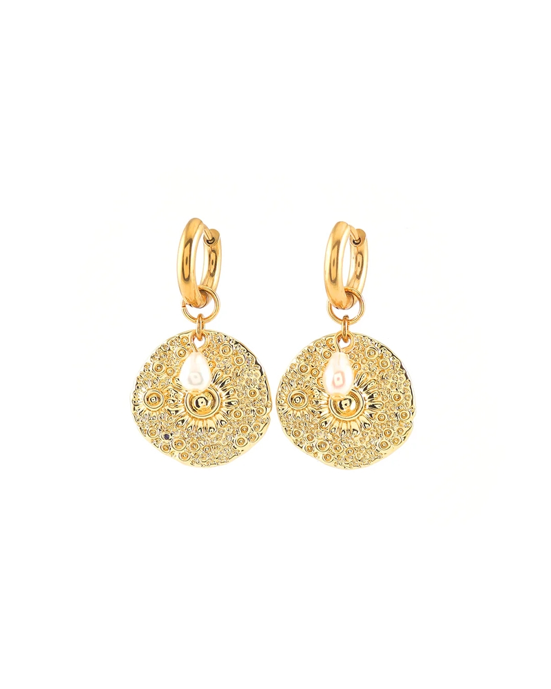 Isla drop earrings stainless steel with pearl - ISLA-GOLD - Welldunn