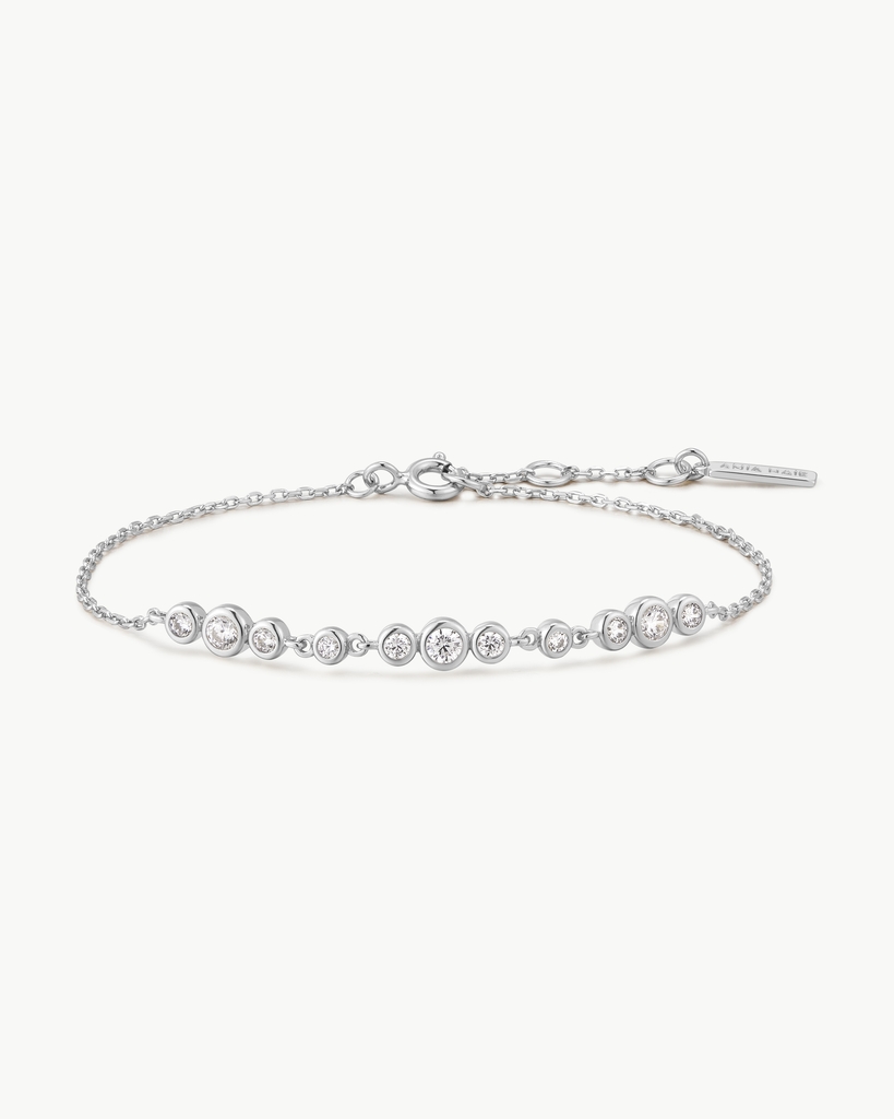 Bracelet argent, zircons incolores