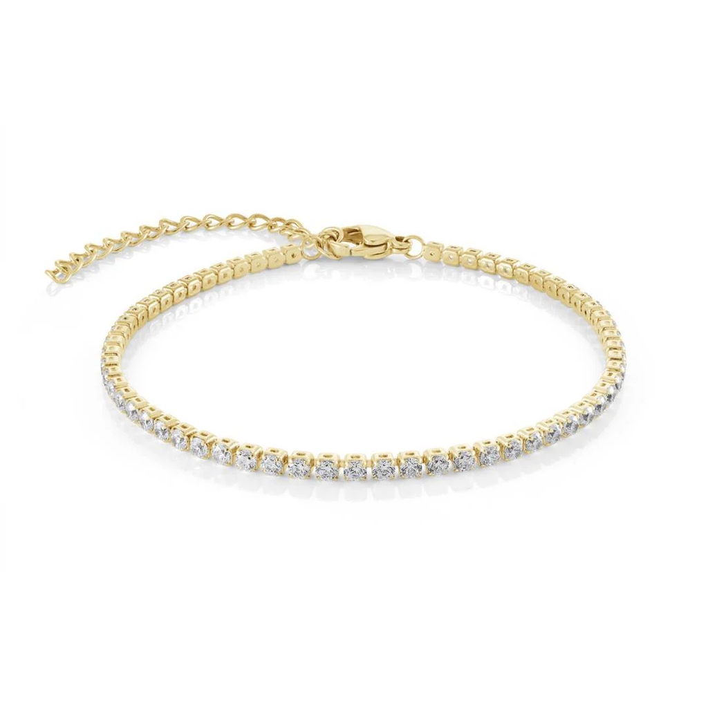 Bracelet tennis, acier inoxydable, zircons incolores