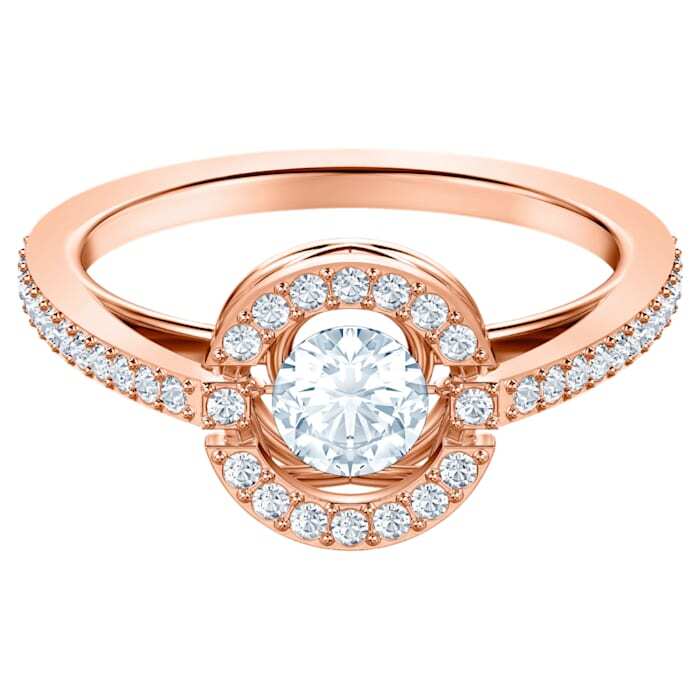 Bague swarovski sparkling dance round, blanc, métal rosé Bague swarovski sparkling dance round, blanc, métal rosé