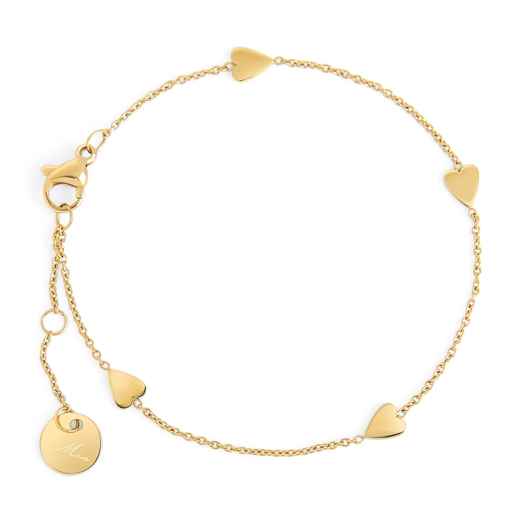 Bracelet Mili avec coeurs, acier inoxydable