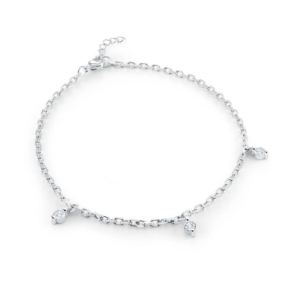 Bracelet acier inoxydable, zircons incolores