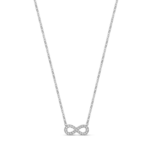 Collier symbole de l'infini, acier inoxydable, zircons incolores - ZW-P79W - Arz Steel