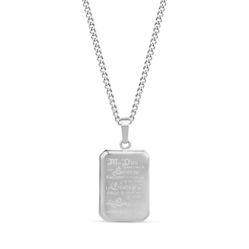 Pendentif prière de la sérénité, acier inoxydable - AS-P227W-24 - Arz Steel