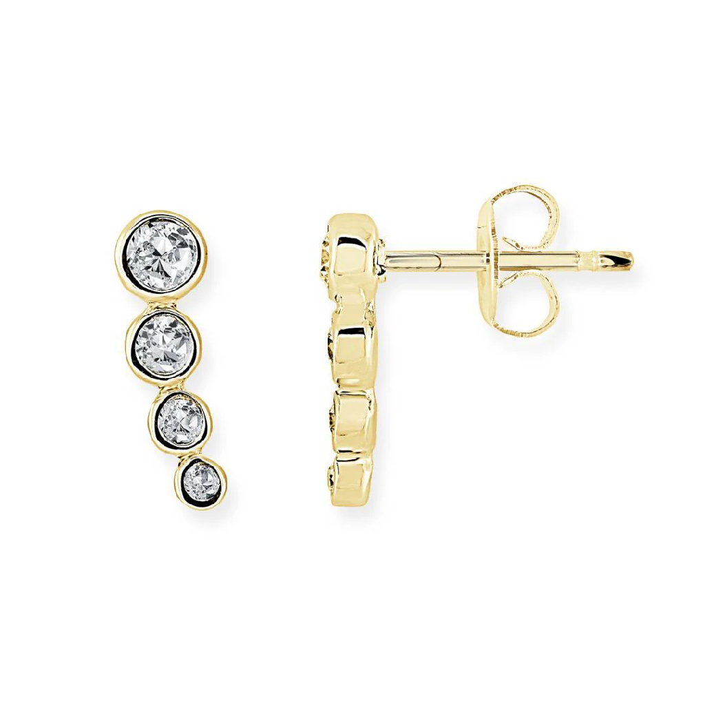 Boucles d'oreilles fixes acier inoxydable, zircons incolores