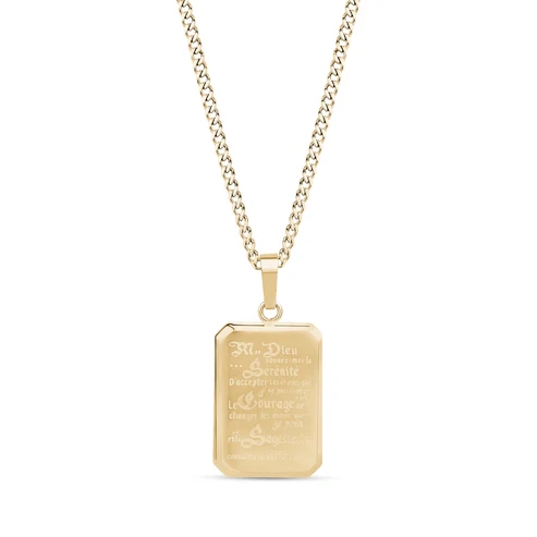Pendentif prière de la sérénité, acier inoxydable - AS-P227G-24 - Arz Steel