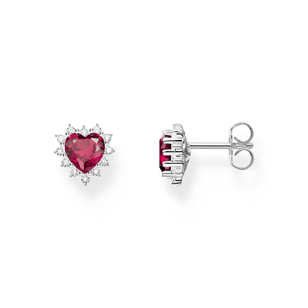 Boucles d'oreilles fixes romance, argent, rubis de laboratoire, zircons incolores - H2315-013-10 - Thomas Sabo