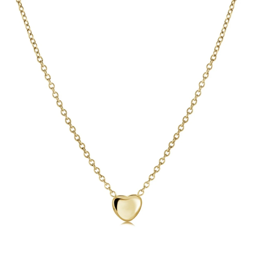 Stainless steel puffed heart necklace