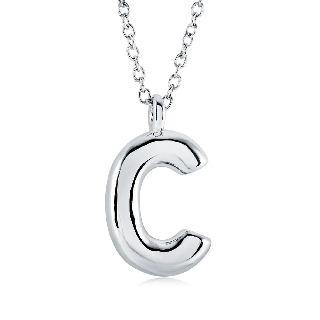 Pendentif lettre C, acier inoxydable