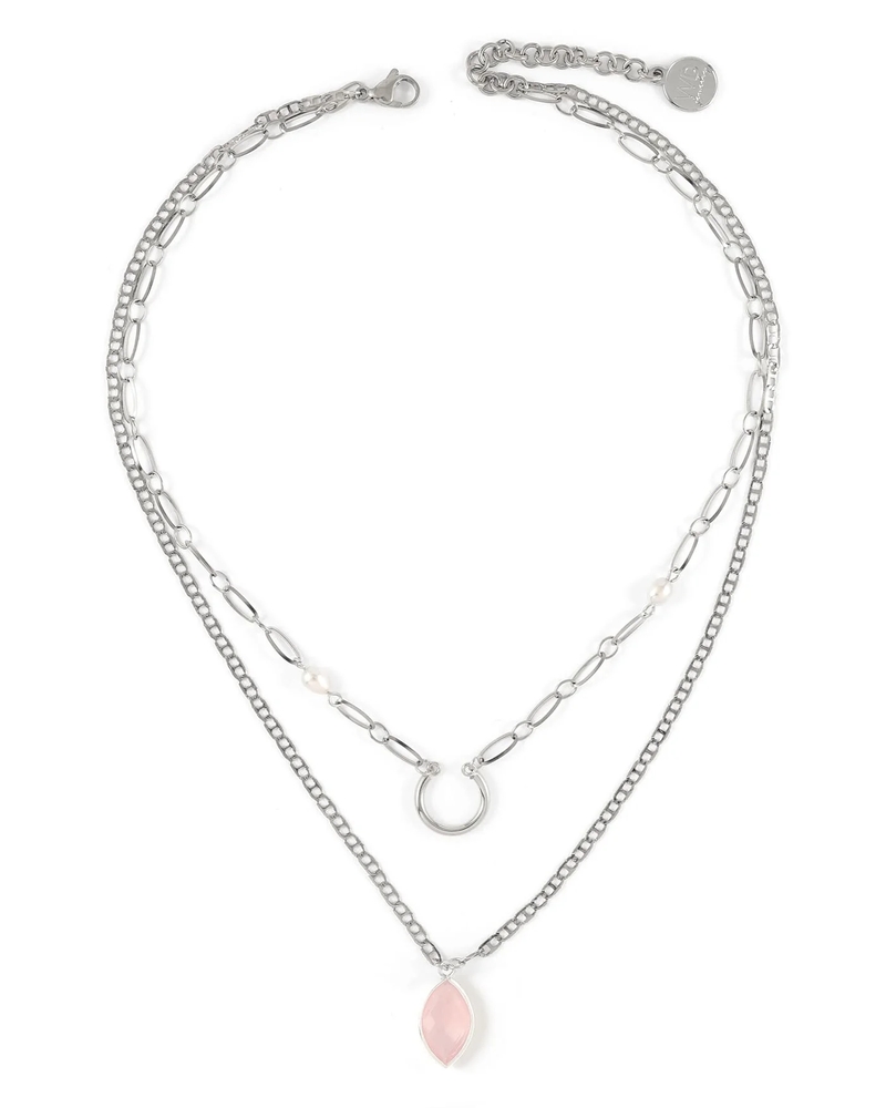Collier acier inoxydable, perles d'eau douce - SABOT-SILVER - Welldunn