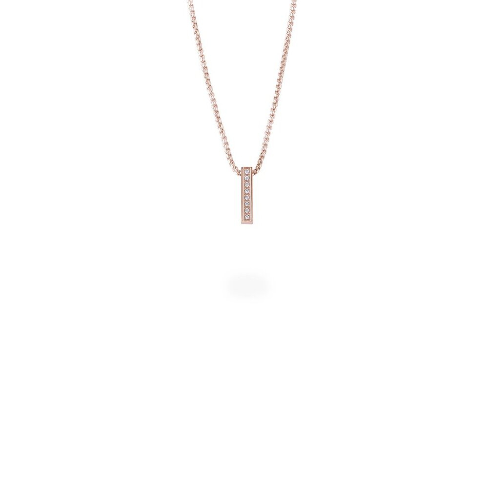 Collier barre, acier, zircons