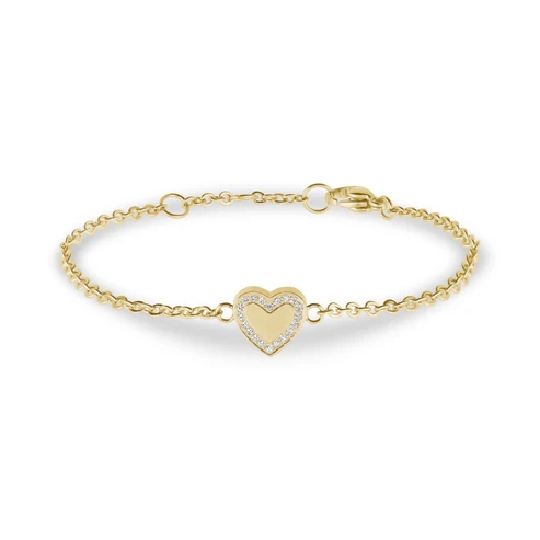 Bracelet coeur, urne funéraire, acier inoxydable, zircons incolores