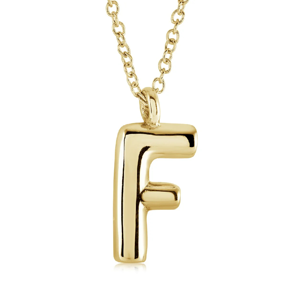 Pendentif lettre F, acier inoxydable