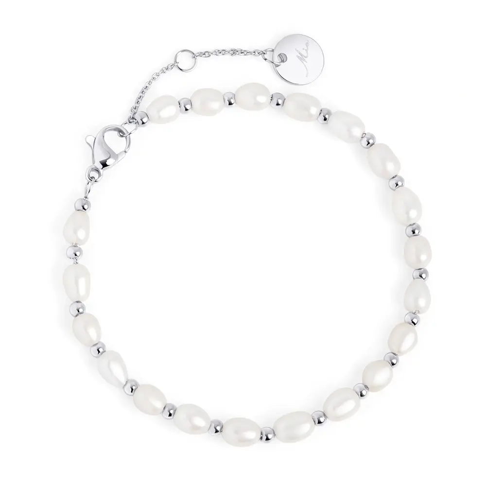 Bracelet acier inoxydable, perles - T423B006AR - Mia