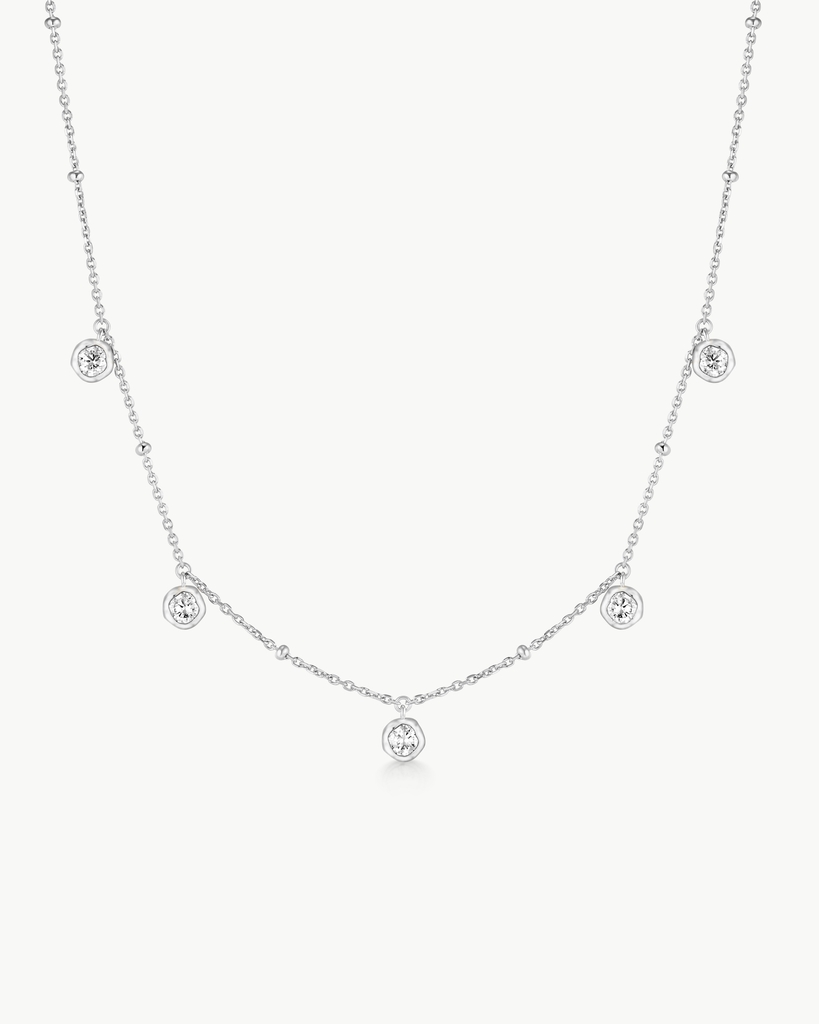 Collier argent, zircons incolores