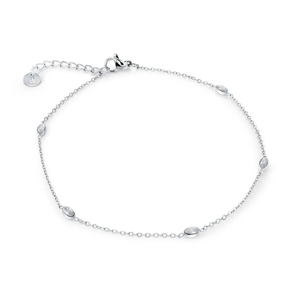 Bracelet acier inooxydable, zircons incolores