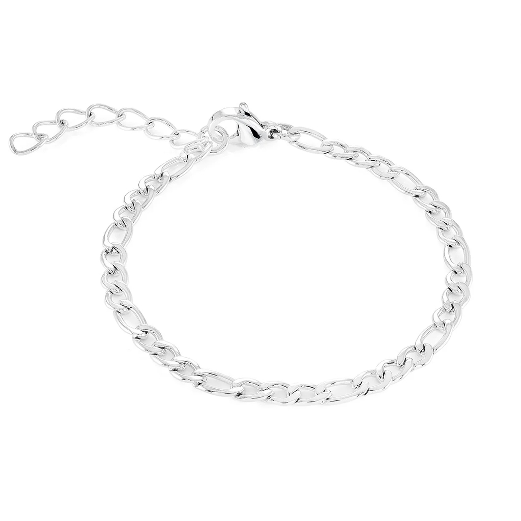 Bracelet figaro, acier inoxydable, 3 millimètres