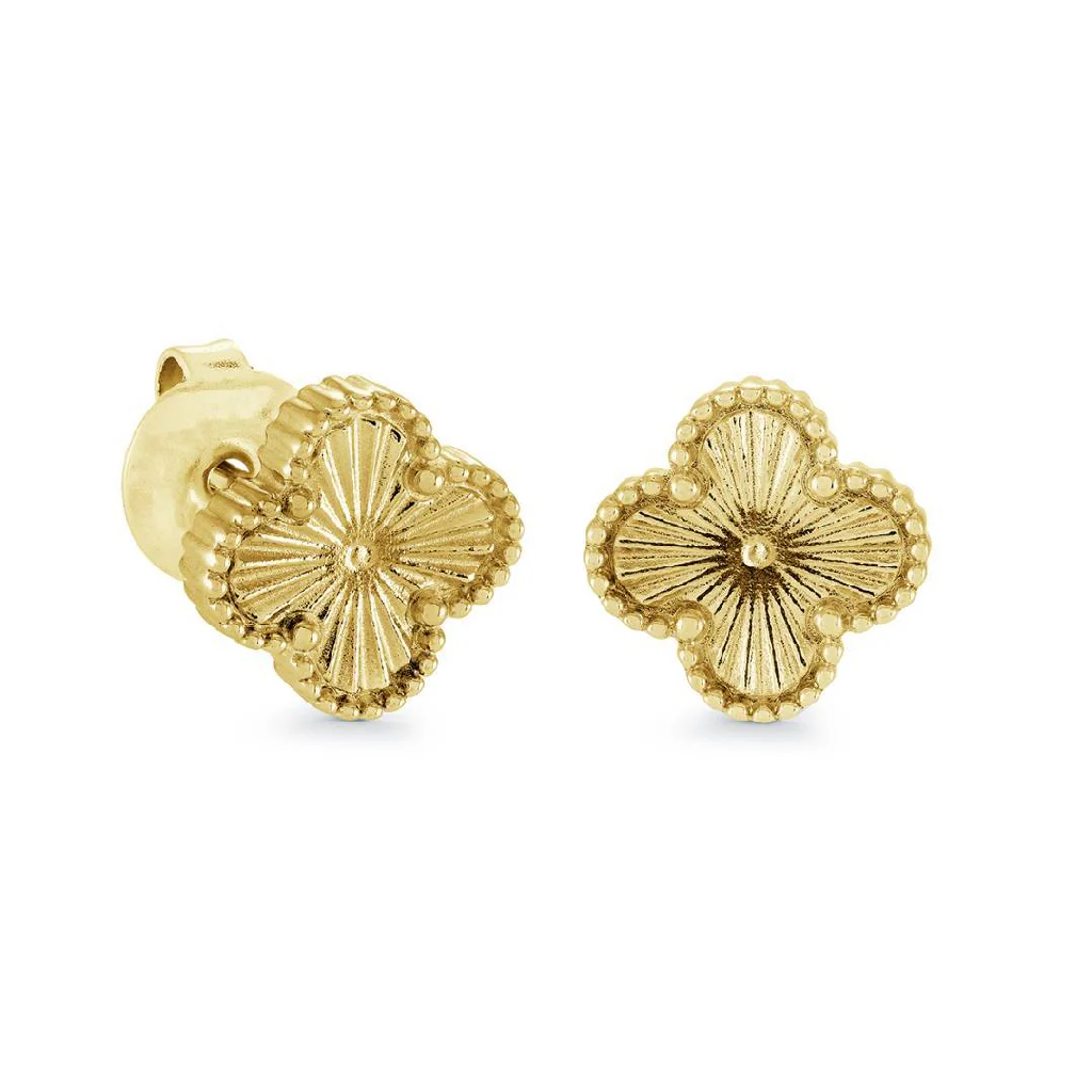 Boucles d'oreilles fixes de style trèfle, acier inoxydable