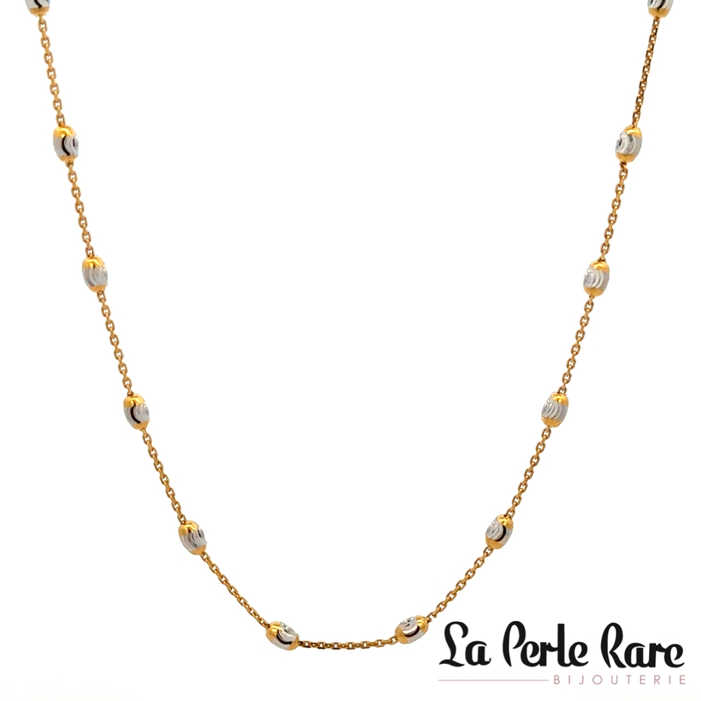 Chaîne or 2 tons (jaune et blanc) 10 carats - LPR-2910-18 - Exclusivités