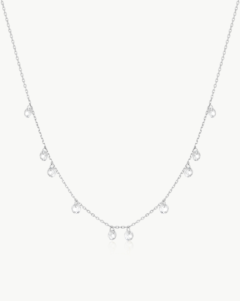 Collier argent, zircons incolores
